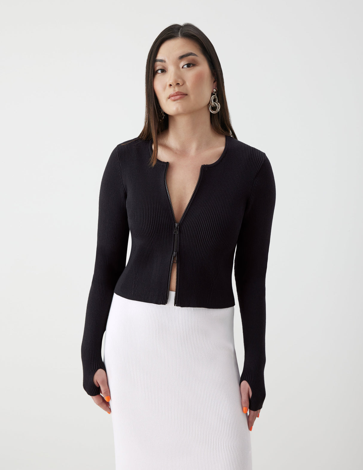Zip Cropped Cardigan
