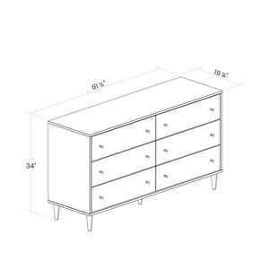 Farmhouse Rustic Walnut Mid Century 6 Drawer Dresser