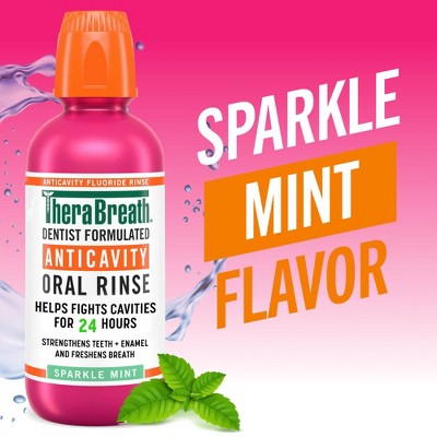 TheraBreath Anticavity Fluoride Mouthwash Sparkle Mint 33.8 fl oz