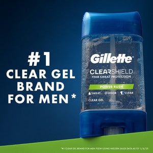 Gillette 72 Hours Sweat Protection Clear Gel Antiperspirant & Deodorant for Men Power Rush 2pk 3.8oz