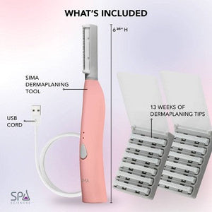 Spa Sciences SIMA Deluxe Sonic Dermaplaning Tool for Exfoliation & Peach Fuzz Removal