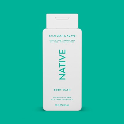 Native Body Wash for Men & Women Sulfate Free Palm Leaf & Agave 18 fl oz