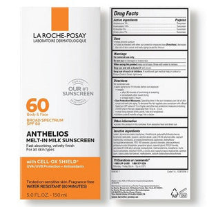 La Roche Posay Anthelios Sunscreen Melt-In-Milk Lotion Face and Body Sunscreen SPF 60 5 fl oz - Missing Box