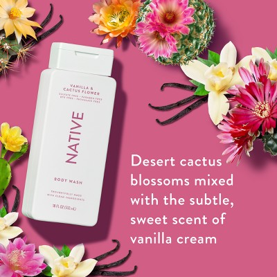 Native Body Wash Vanilla & Cactus Flower Sulfate Free 18 fl oz