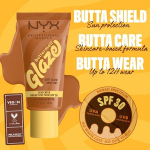 NYX Professional Makeup Buttermelt Glaze Skin Tint SPF 30 Praline Butta 1.01 fl oz - Imperfect Container