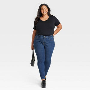 Open Box - Women's Mid-Rise Skinny Jeans - Ava & Viv Medium Wash 22