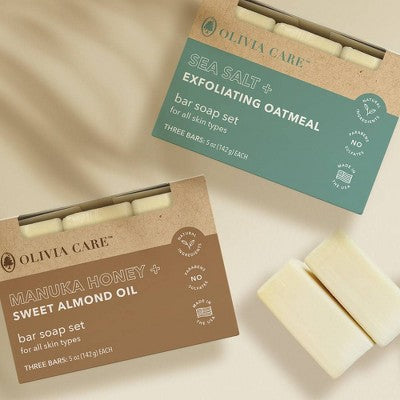Olivia Care Bar Soap Set - Manuka Honey + Sweet Almond Oil 15oz/3ct