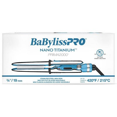 BaBylissPRO Nano Titanium Prima2000 Stainless Steel Mini Flat Iron Blue