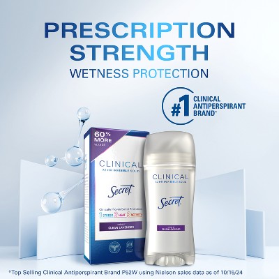 Secret Clinical Invisible Solid Antiperspirant & Deodorant Clean Lavender 2.6oz