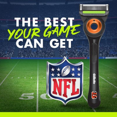 Gillette Labs Mens Special NFL Bengals Edition Shaving Razor with 4 Refills and Magnetic Stand