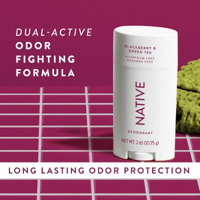 Native Solid Deodorant for Women & Men Blackberry & Green Tea 2.65oz