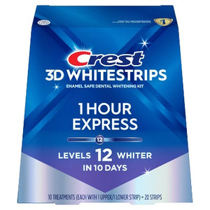 Crest 3D Whitestrips 1-Hour Express At-home Teeth Whitening Kit 10 Treatments - Imperfect Box