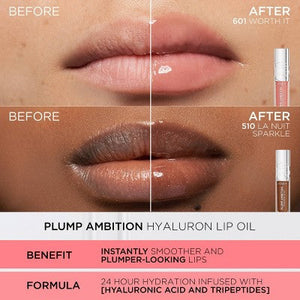 L'Oreal Paris Plump Ambition Hyaluron Lip Oil Plumping Lip Gloss Worth It 0.16 fl oz - New