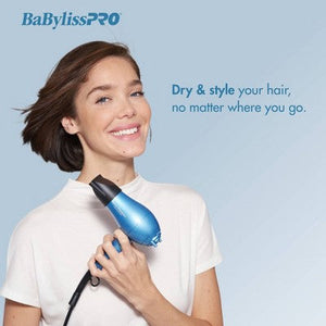 BaBylissPRO Nano Titanium Travel Hair Dryer Blue 1000W
