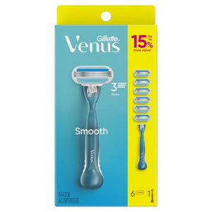Venus Smooth Razor Handle + 6 Blade Refills - Missing Box
