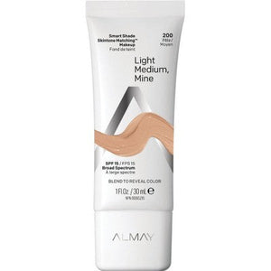 Almay Smart Shade SPF 15 Skintone Matching Makeup 200 Light Medium Mine 1 fl oz - New