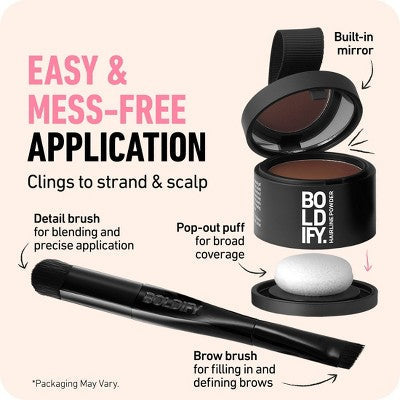 Boldify Root Touch Up Powder with Brush Covers Grays Medium Brown