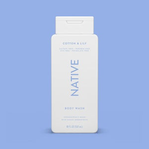 Native Body Wash for Women & Men Cotton & Lily Sulfate Free 18 fl oz
