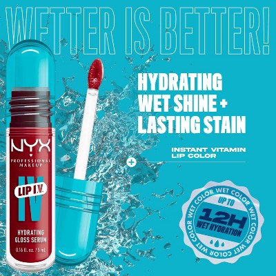 NYX Professional Makeup Lip IV Hydrating Lip Gloss Stain Drippin in Rose 0.16 fl oz - New
