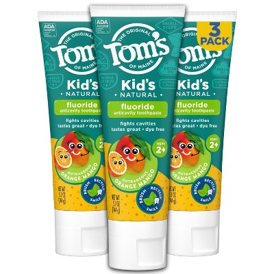 Tom's of Maine Kid's Toothpaste Orange-Mango 5.1oz 3ct Imperfect Box