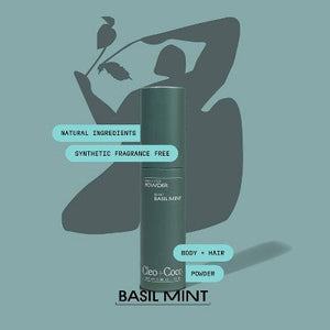 cleo+coco Body and Hair Antiperspirants and Deodorant Powder Basil Mint 0.88oz