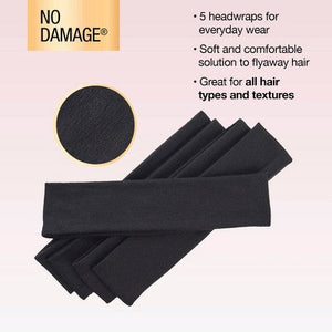 Scunci No Damage Stretch Fabric Headbands Black 5pcs