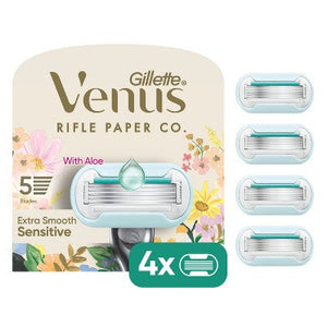 Rifle Paper Co. + Venus Deluxe Smooth Sensitive Razor Blade Refills 4ct