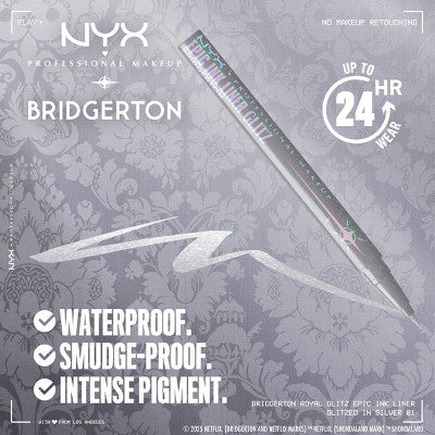 NYX Professional Makeup Bridgerton Royal Epic Ink Glitz Waterproof Metallic Eyeliner Glitzed In Silver 0.03 fl oz - Imperfect Box