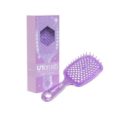 UNbrush Detangler Hair Brush Glitter Amethyst Imperfect Box