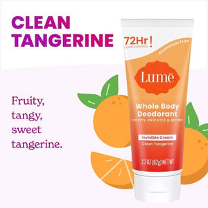 Lume Whole Body Women's Invisible Cream Tube Deodorant Clean Tangerine Scent 2.2oz - Imperfect Container
