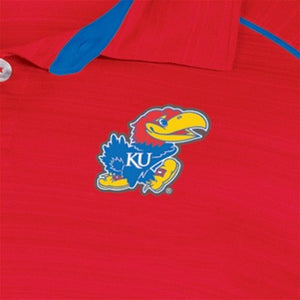 NCAA Kansas Jayhawksen's Faded Striped Sleeve Polo Shirt