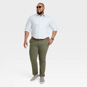 Men's Big & Tall Performance Dress Standard Fit Long Sleeve Button-Down Shirt - Goodfellow & Co Navy