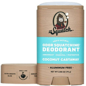 DR. SQUATCH Men's Natural Solid Deodorant Coconut Castaway Aluminum-Free 2.65oz - Imperfect Container