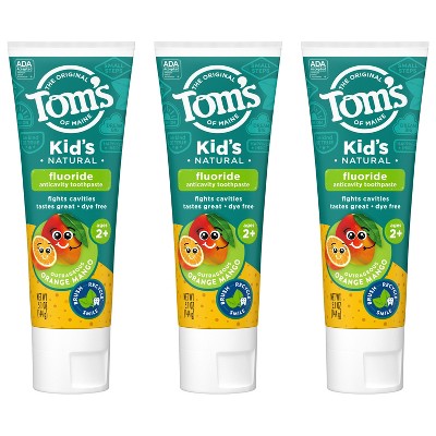 Tom's of Maine Kid's Toothpaste Orange-Mango 5.1oz 3ct Imperfect Box