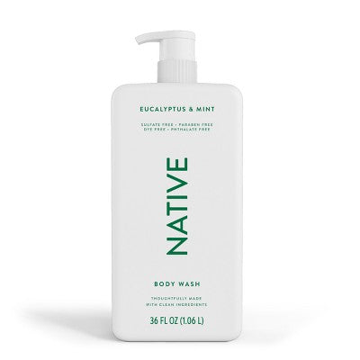 Native Body Wash for Men & Women - Eucalyptus & Mint Sulfate Free 36 fl oz
