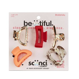 scunci be-ü-tiful Mixed Shapes Open Center Claw Clips Mixed Finish 5pcs