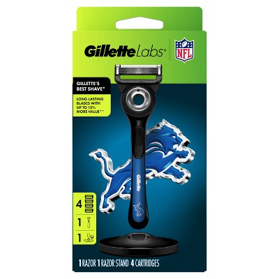 Gillette Labs NFL Lions Edition Shaving Razor with 4 Refills and Magnetic Stand