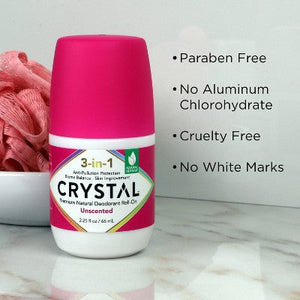 Crystal 3-in-1 Natural Mineral Roll-On Deodorant Unscented 2.25 fl oz