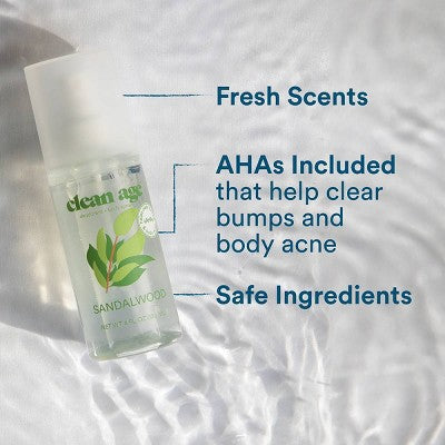 Clean Age Sandalwood AHA Deodorant + Body Spray for Teens 4 fl oz
