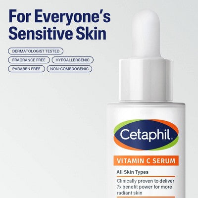 Cetaphil Brightening Vitamin C Face Serum with Niacinamide 1fl oz - Imperfect Box