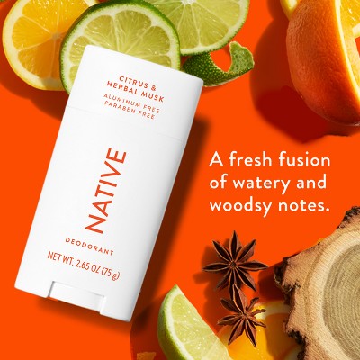 Native Solid Deodorant for Men & Women Citrus & Herbal Musk 2.65oz
