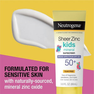 Neutrogena Sheer Zinc Kids Sunscreen Lotion SPF 50 3 fl oz - Imperfect Container