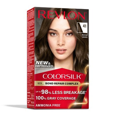 Revlon ColorSilk Permanent Hair Color with Bond Repair Complex 41 Medium Brown 4.4 fl oz