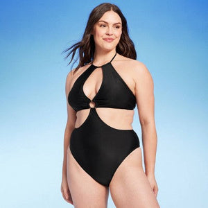 Women's Ring-Front Halter Monokini One Piece Swimsuit - Shade & Shore