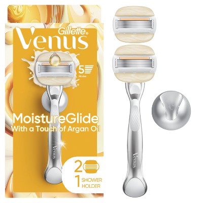 Venus Moistureglide Women's Razor Handle 2 Blade Refills + Shower Holder