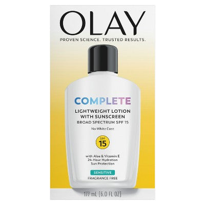 Olay Complete Face Lotion Moisturizer with Sunscreen Sensitive Skin SPF 15 6 fl oz - Missing Box