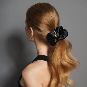 The Hair Edit Charming Ruched Ribbon Satin Scrunchie - New