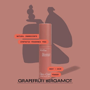 Cleo+Coco Body and Hair Antiperspirants and Deodorant Powder Grapefruit Bergamot 0.88oz