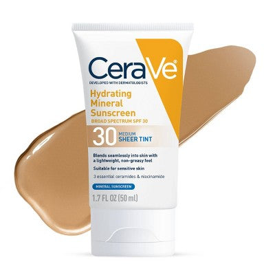 CeraVe Hydrating Mineral Tinted Face Sunscreen Lotion - SPF 30 - Medium - 1.7 fl oz