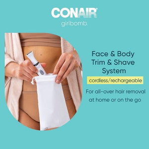 Conair Girlbomb Wet and Dry Cordless Rechargeable Face Shaver Set 6pc